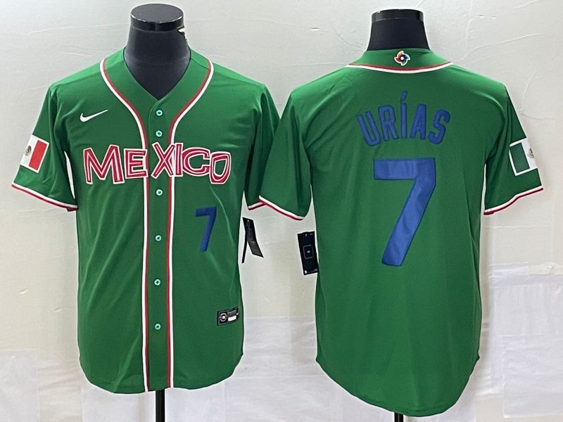Men 2023 World Cub Mexico #7 Urias Green blue Nike MLB Jersey13
